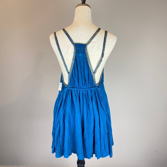 Free People Lovers Cove Mini Dress Size XS Teal Embroidered - Picture 2 of 16